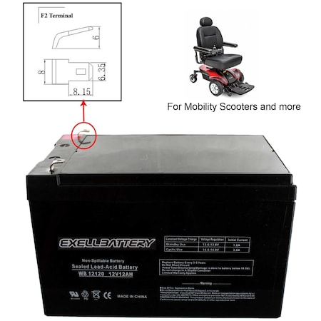 Exell Battery 12, 12, AGM Chemistry EB12120F2